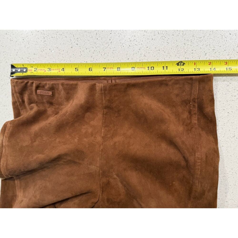VTG Polo Ralph Lauren Lamb Suede Ankle Zip Pants Women’s Medium Brown Luxury - Picture 5 of 16